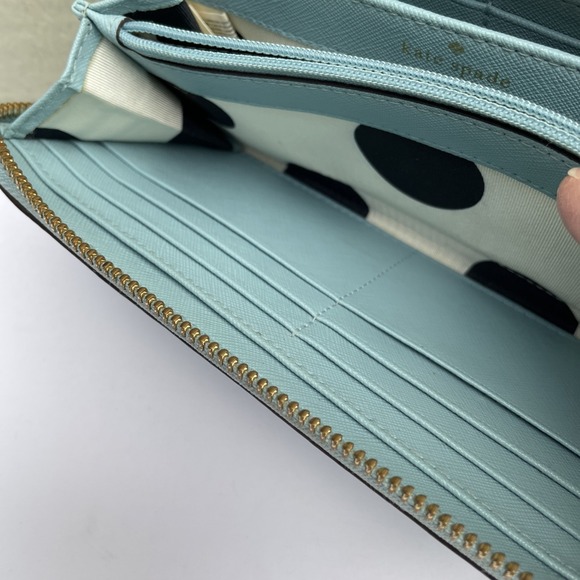 Kate Spade Wallet Light Blue 8''x4''x1'' Blue Cow Leather Zip Around‎ Logo boho - Picture 11 of 14